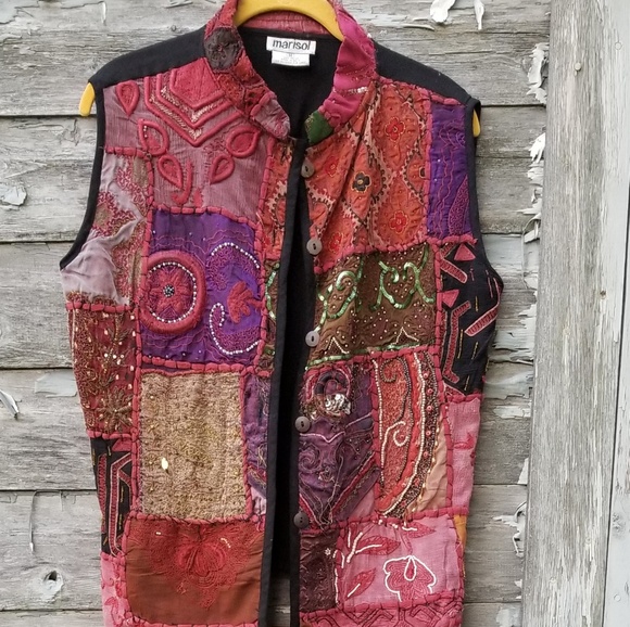 Boho Embroidered Vest Jacket Textile Art - Picture 7 of 7